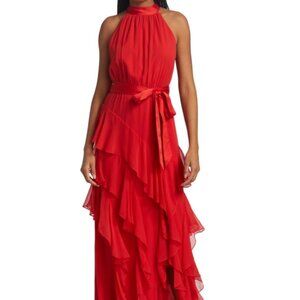 Poppy Colored Halter Gown